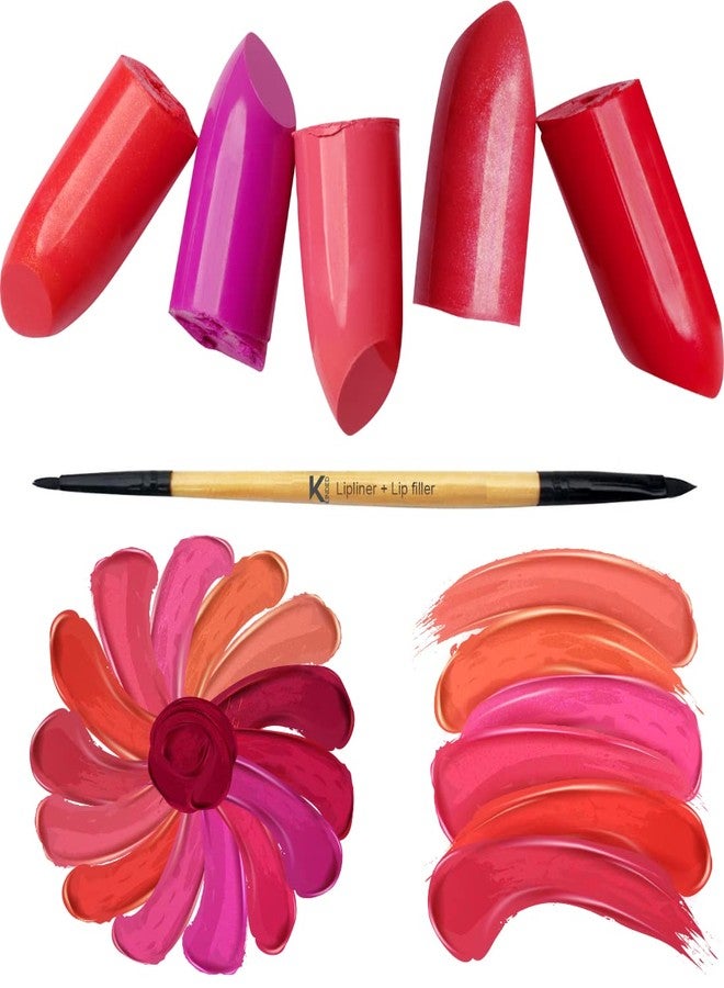 KINDED Lip Liner and Lip Filler Double Sided 2 in 1 Lipstick Gloss Applicator Brush Professional Series for Makeup with Smooth Soft Synthetic Bristles Anti Rust Aluminium Ferrule Wooden Handle Grip - Image 5
