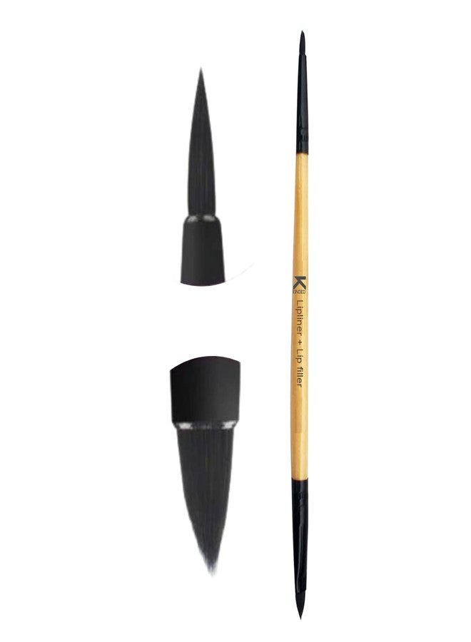 KINDED Lip Liner and Lip Filler Double Sided 2 in 1 Lipstick Gloss Applicator Brush Professional Series for Makeup with Smooth Soft Synthetic Bristles Anti Rust Aluminium Ferrule Wooden Handle Grip - Image 1