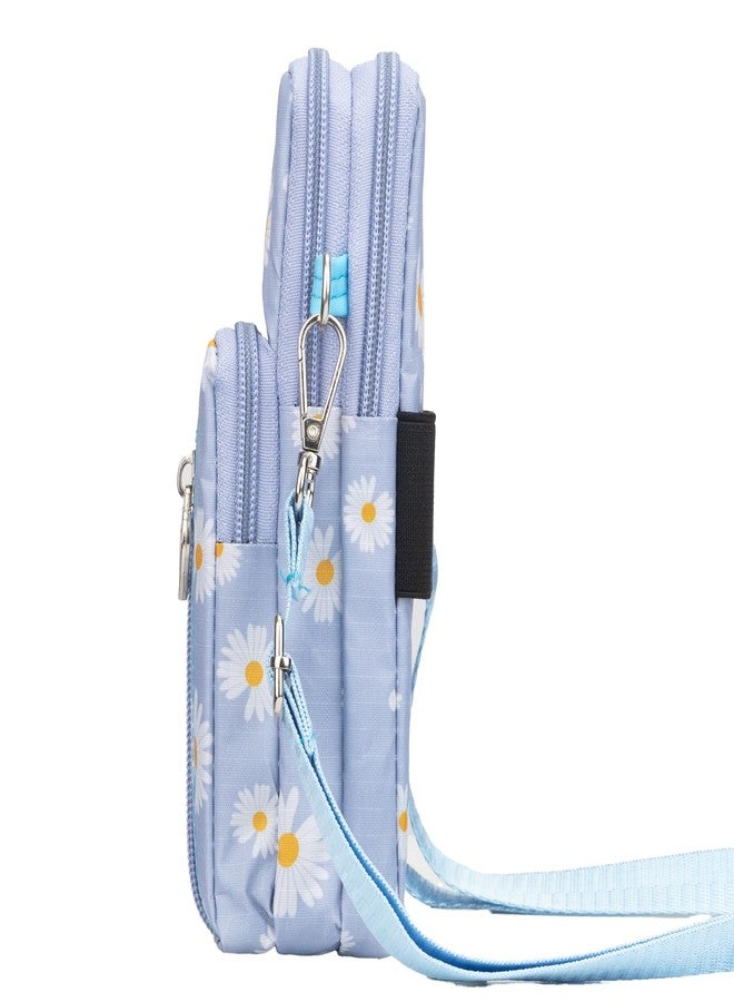 JANKS Small Crossbody Bag for Women - Mini Phone Purses with Crossbody Strap and Wallet - Nylon Arm Bag, B-chrysanthemum Lightblue, 7.5 x 4.5 x 2.36 inches, Handbag - Image 5