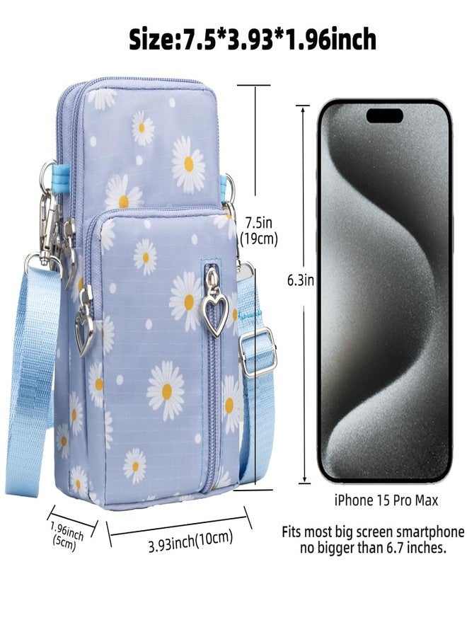 JANKS Small Crossbody Bag for Women - Mini Phone Purses with Crossbody Strap and Wallet - Nylon Arm Bag, B-chrysanthemum Lightblue, 7.5 x 4.5 x 2.36 inches, Handbag - Image 3