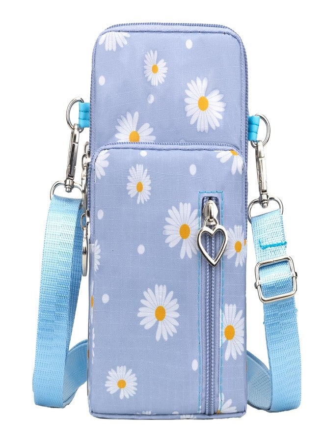 JANKS Small Crossbody Bag for Women - Mini Phone Purses with Crossbody Strap and Wallet - Nylon Arm Bag, B-chrysanthemum Lightblue, 7.5 x 4.5 x 2.36 inches, Handbag - Image 1