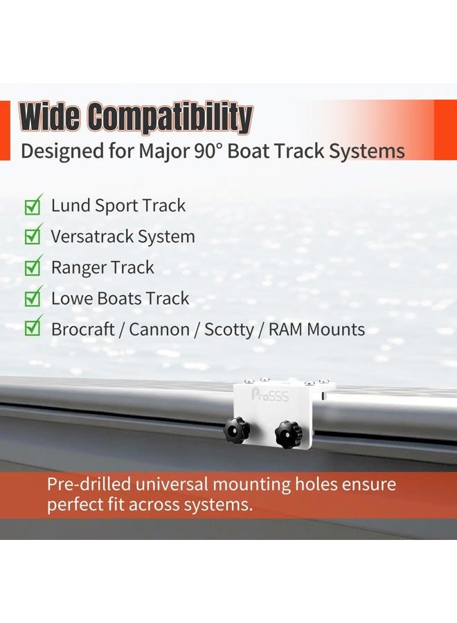 ProSSS Universal 90° Aluminum Track Mount Base – CNC Machined Marine Bracket for Lund/Versatrack/Ranger Rails, Fits Brocraft, Cannon, Scotty & RAM Mounts – Tool-Free Adjustment with Oversize Knobs - Image 5