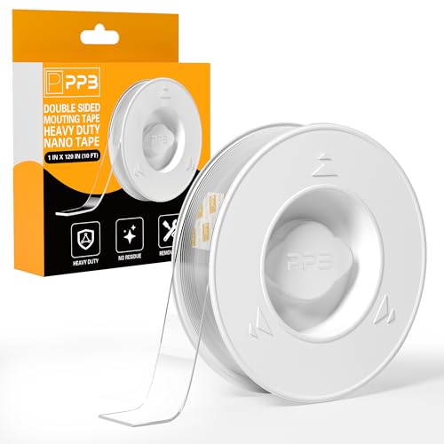 PPB Double Sided Adhesive Tape Heavy Duty, Removable Mounting Tape, Nano Tape, Clear Two Sided Wall Adhesive Strips for Home, Office, Car, Outdoor Use, 10FT - Image 1