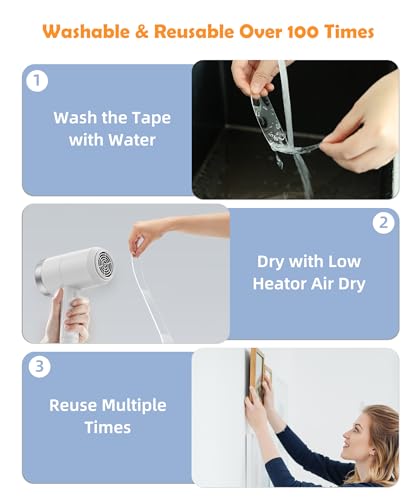 PPB Double Sided Adhesive Tape Heavy Duty, Removable Mounting Tape, Nano Tape, Clear Two Sided Wall Adhesive Strips for Home, Office, Car, Outdoor Use, 10FT - Image 4