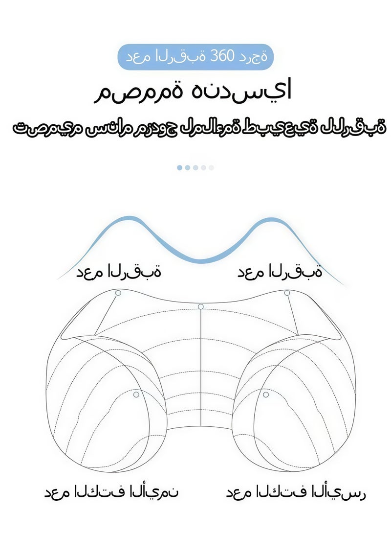 XiuWoo Travel Pillow 100% Memory Foam Pillow,Memory Foam Neck Pillow Airplane Neck Pillow Neck & Head Support Pillow Suitable for Sleeping Rest,Soft Airplane Travel Pillow with 360° Head Support, for Airplane Train Car Bus(Dark Blue) - Image 3