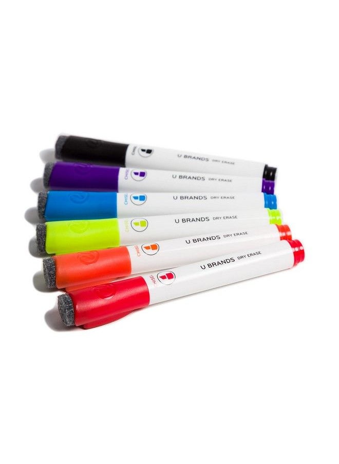 U Brands Low Odor Magnetic Dry Erase Markers With Erasers Chisel Tip Assorted Colors 6Count  - Image 2