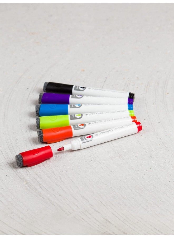 U Brands Low Odor Magnetic Dry Erase Markers With Erasers Chisel Tip Assorted Colors 6Count  - Image 5