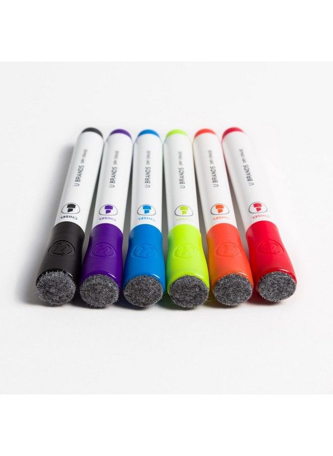 U Brands Low Odor Magnetic Dry Erase Markers With Erasers Chisel Tip Assorted Colors 6Count  - Image 3