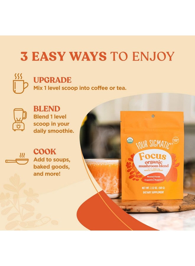 فور سيجماتك مزيج التركيز فور سيجماتيك | مسحوق عرف الأسد العضوي مع مزيج من المُكيفات والفطر | يحتوي على الكورديسيبس والروديولا والباكوبا والموكونا | ٣٠ حصة - Image 3