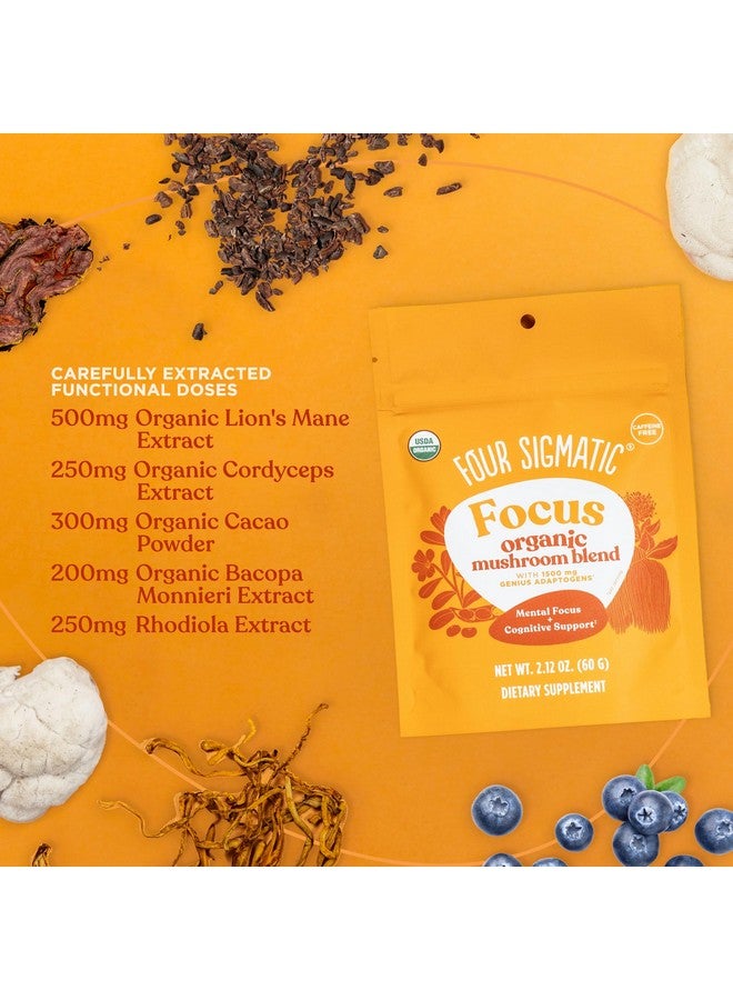 فور سيجماتك مزيج التركيز فور سيجماتيك | مسحوق عرف الأسد العضوي مع مزيج من المُكيفات والفطر | يحتوي على الكورديسيبس والروديولا والباكوبا والموكونا | ٣٠ حصة - Image 4