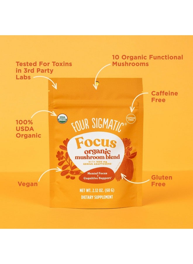 فور سيجماتك مزيج التركيز فور سيجماتيك | مسحوق عرف الأسد العضوي مع مزيج من المُكيفات والفطر | يحتوي على الكورديسيبس والروديولا والباكوبا والموكونا | ٣٠ حصة - Image 2