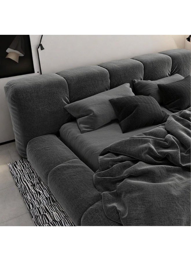 LUXURY LUXE Luxury Luxe Black Velvet King Queen Bed Frame Without Mattress - Modern Upholstered Bed Base  - Image 3