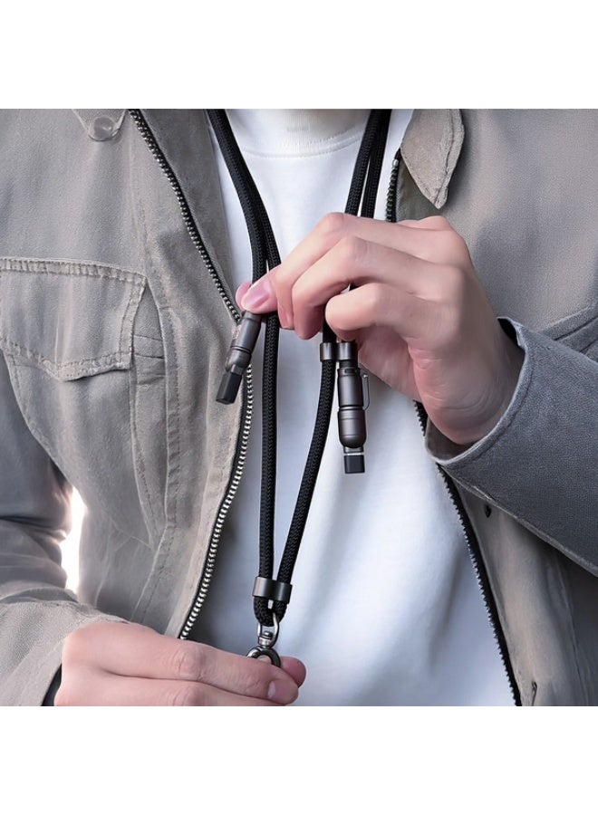 Dudao L20MAX 4in1 Cable / Lanyard USB-A / USB-C / Lightning PD QC 65W 1.5m - Black - Image 3