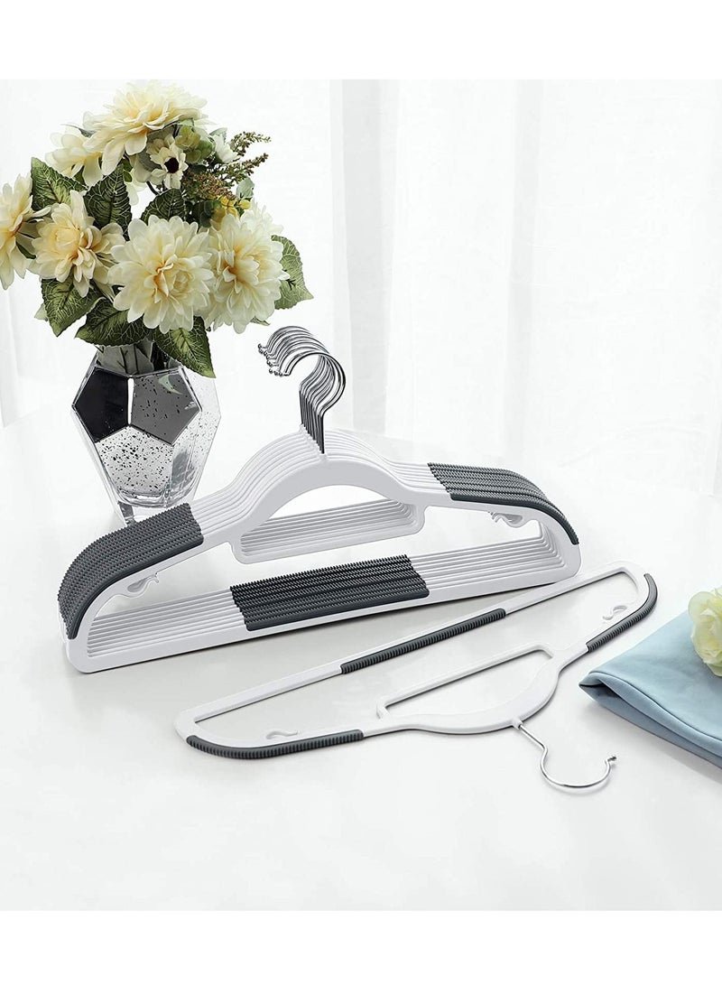 TYCOM Clothes Hangers Heavy Duty Durable Standard Clothes Hanger Plastic Suit Coat Shirt Hangers 50 Pack Space Saving Clothes Hanger With Rubber Coating 16.5 Inches 50pcs Light Grey - Image 5