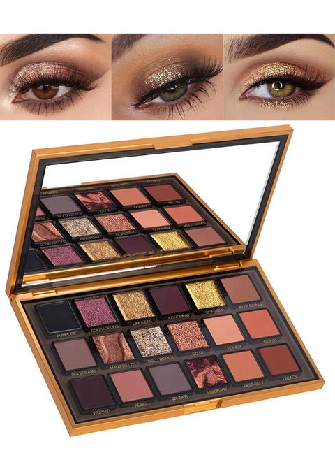 Empowered Eyeshadow Palette Multicolour, 18 Colors Matte Shimmer Glitter Multi Reflective Shades Ultra Pigmented Makeup Eye Shadow Powder Waterproof Eye Shadow