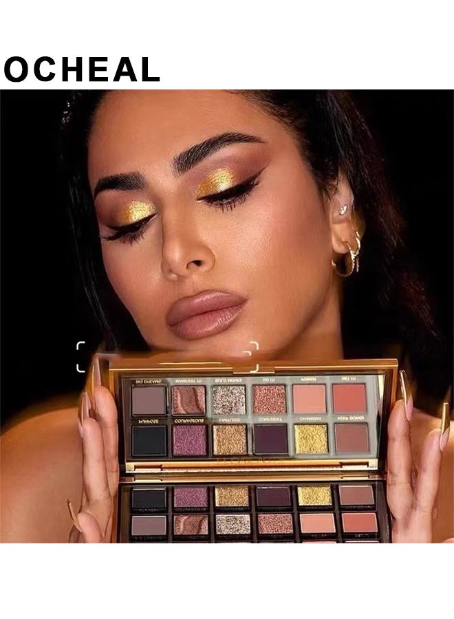 OCHEAL Empowered Eyeshadow Palette Multicolour, 18 Colors Matte Shimmer Glitter Multi Reflective Shades Ultra Pigmented Makeup Eye Shadow Powder Waterproof Eye Shadow - Image 5