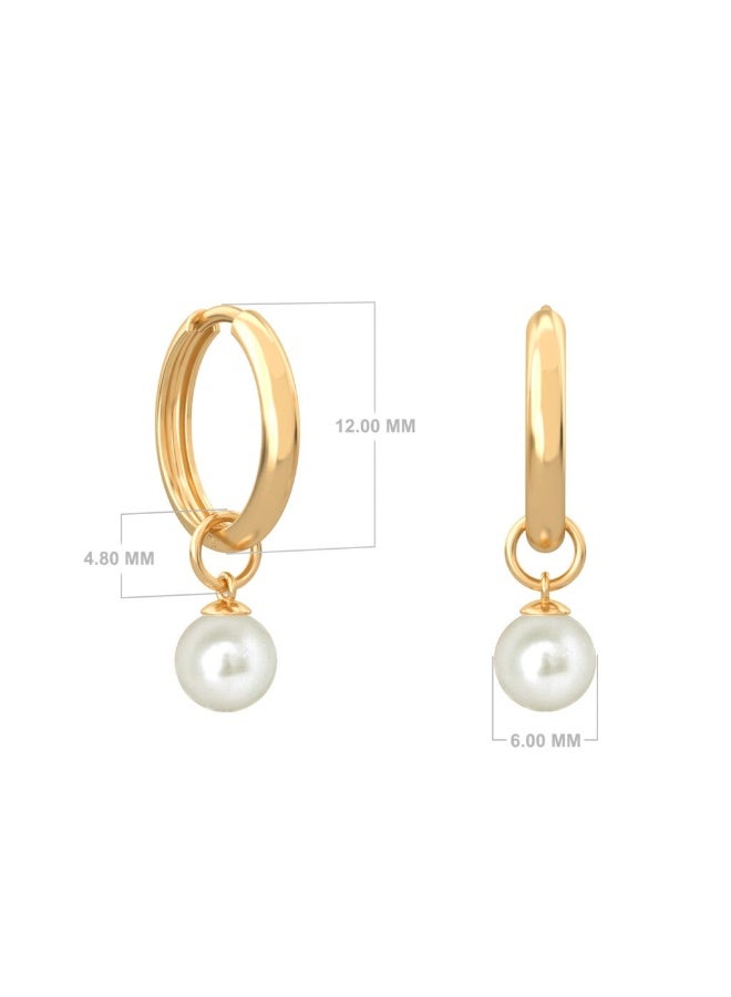Luxuria Round pearl earrings, plated with 18-karat gold. - Image 3
