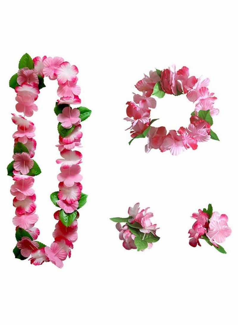 NIBEMINENT 24 PCS Hawaiian Wreath Headband Wristbands Tropical Flower Leaf Hawaii Necklace Headpiece Bracelets Wedding Vacation Summer Beach Carnival Party Garland Decorations - Image 5