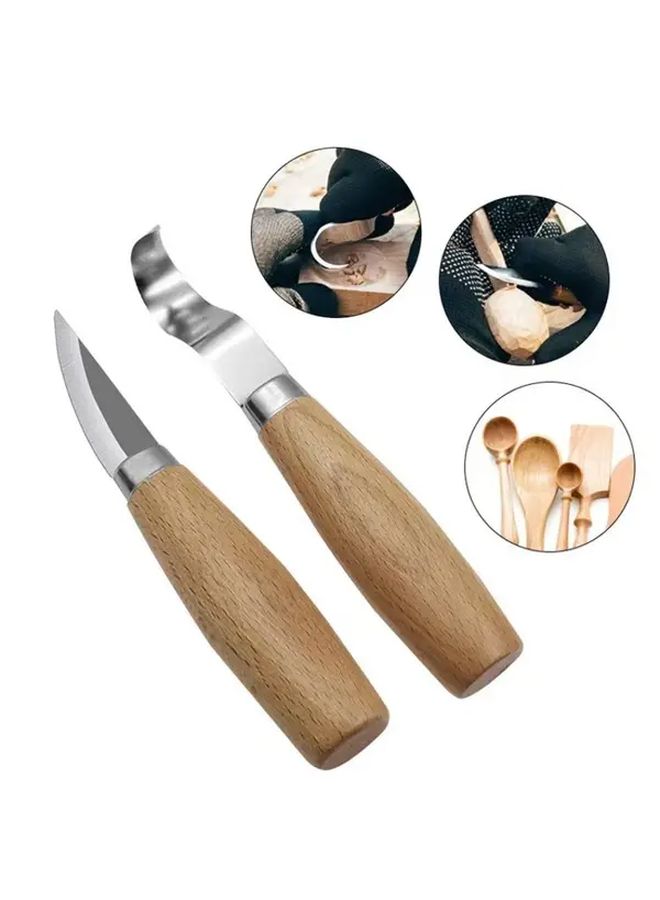 Wood Carving Knife Set With Stainless Steel Blade And Beech Handle For Engraving Cutting Scraping - Image 1