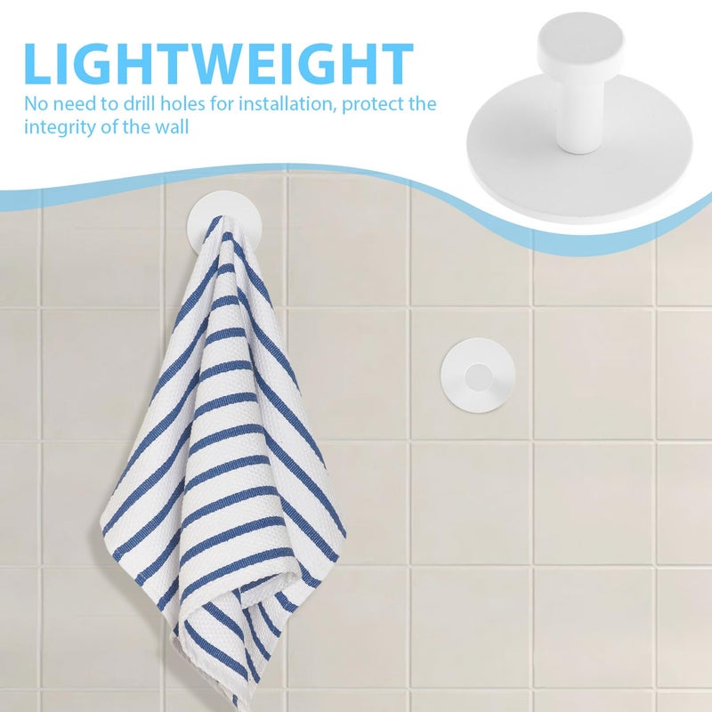 Heavy Duty Adhesive Wall Hooks 4pcs Waterproof White Aluminum Alloy For Towels Coats Doors Kitchen - Image 4
