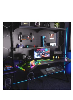 بينغ جنرال طاولة الألعاب المزودة بمصابيح RGB ومكتب كمبيوتر وأرفع الكأس وسماعة الرأس طاولة الألعاب المزودة بسعة مكبرات الصوت القابلة للإزالة مع الماوس المغطاة بالكامل  - Image 2