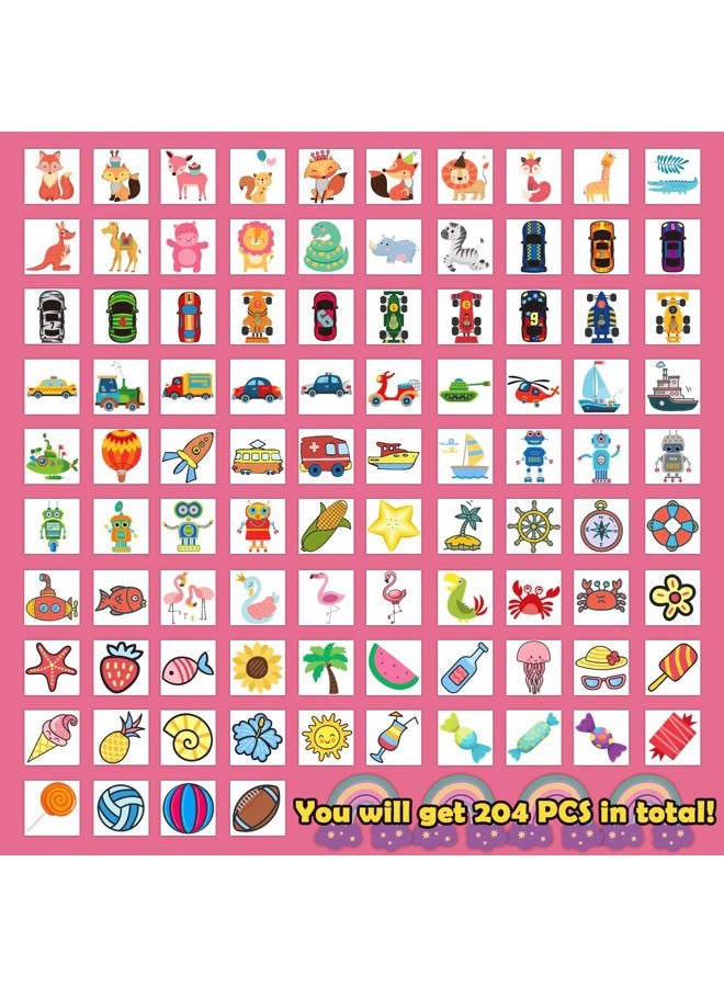 Partywind Kids Temporary Tattoos, 204 PCS Fake Tattoo Stickers for Kids Party Supplies Favors Decorations, Surprise Birthday Gifts Goodie Bag Stuffers (Individually Wrapped) - Image 4