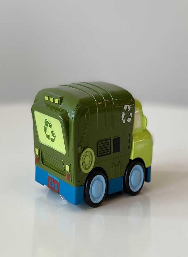 HITRUZ Metal Die Cast Cartoon Garbage Truck Toy Car for Kids 2-5 Years | Push & Go Friction Powered Vehicle with Flashing Lights | Mini Toy for Toddler Boys & Girls - Image 3