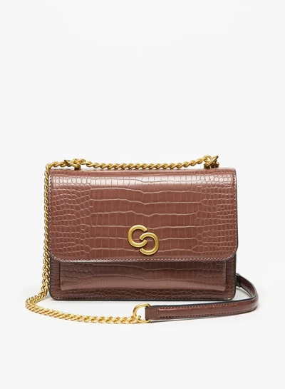 Celeste Women's Textured Crossbody Bag with Chain Strap and Flap Closure
