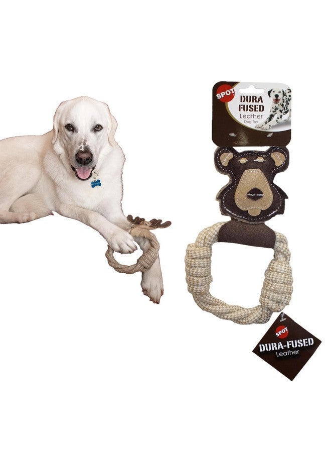 سبوت حلقات حيوانات من الجلد الصناعي المتين من SPOT - لعبة حبل للكلاب، مصنوعة من الجلد الطبيعي وقماش الجوت، حلقة حبل متينة رائعة للشد والمضغ - 11 بوصة، أنماط متنوعة، قطعة واحدة - Image 1