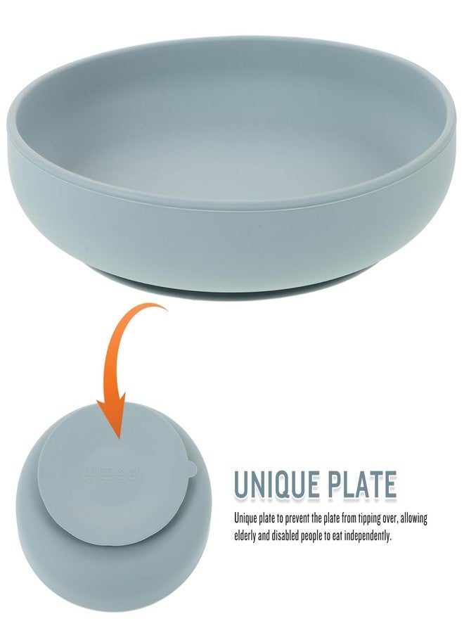 HOLIDYOYO Silicone Anti-Spill Plate with Suction Cup Base for Seniors Lightweight Non-Skid Self-Feeding Dinnerware Adaptive for Disabled Elderly 2 Pack - Image 3
