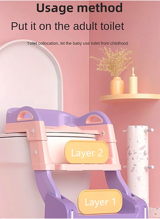 Occuwzz Purple and Pink Toddlers Potty Training Toilet Seat Adjustable Step Seat Height Potty Seats for Toddlers Boys Girls Kids Potty Chair  - Image 5