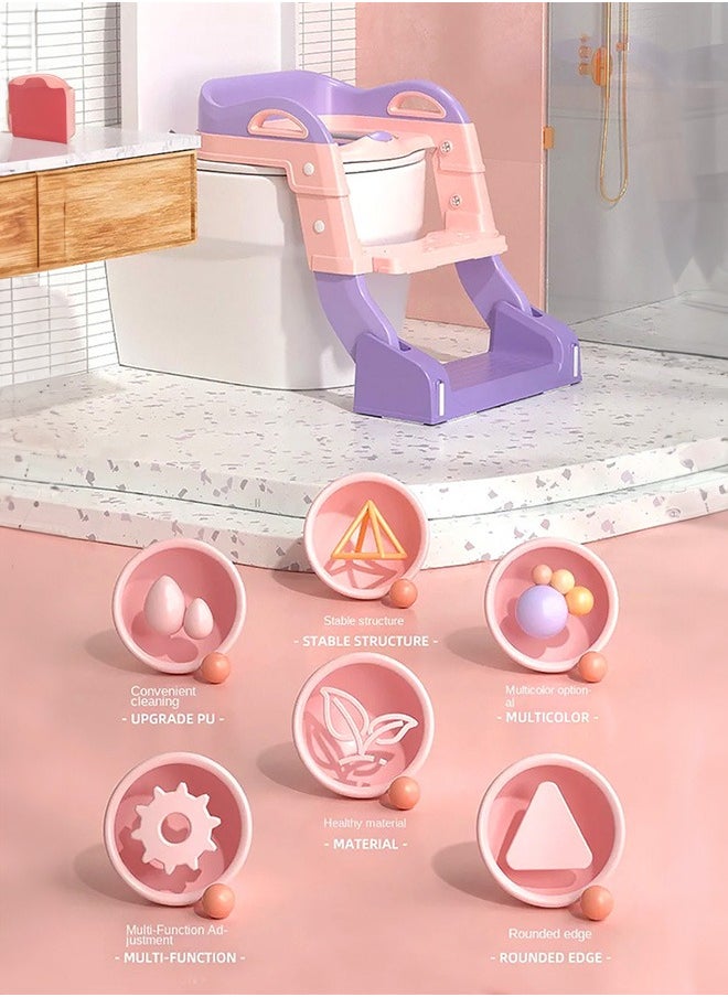 Occuwzz Purple and Pink Toddlers Potty Training Toilet Seat Adjustable Step Seat Height Potty Seats for Toddlers Boys Girls Kids Potty Chair  - Image 3