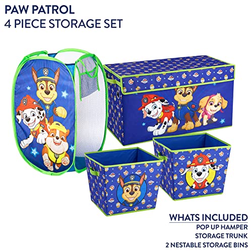 Idea Nuova Paw Patrol 4Piece Kids Storage Set with PopUp Hamper Collapsible Toy Trunk 2 Nestable Bins Bedroom Playroom Organizer - Image 5