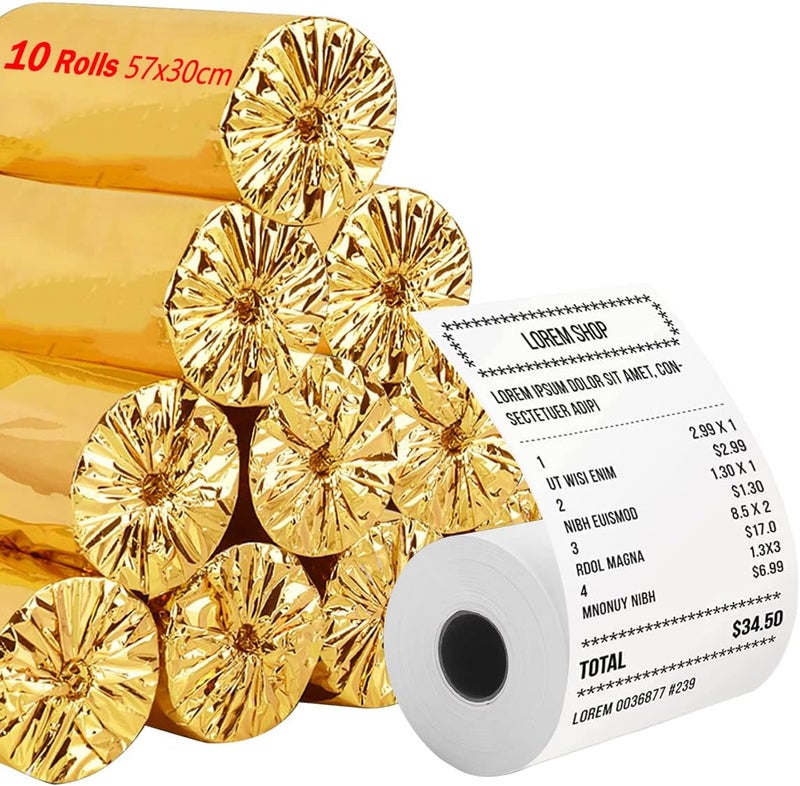 إي سي في في ورق طابعة الإيصالات الحرارية، مناسب لطوابير الانتظار في البنوك، والمستشفيات، والفنادق، ومنافذ الدفع، والمطاعم، ومحلات السوبر ماركت، ومتاجر التجزئة (57 × 30 مم، 10 لفات/عبوة) - Image 2