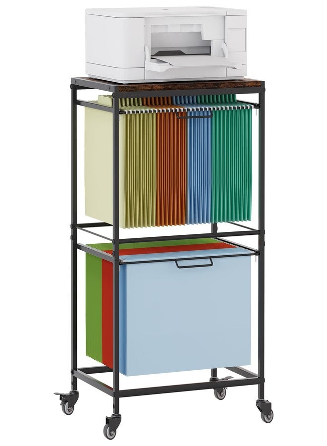 إيزيب اغ عربة ملفات معلقة بعجلات من إيزي باج، رف ملفات معدني قابل للسحب من طبقتين لملفات بحجم الرسائل والحجم القانوني، عربة ملفات محمولة للمكتب والمنزل، أسود - Image 1