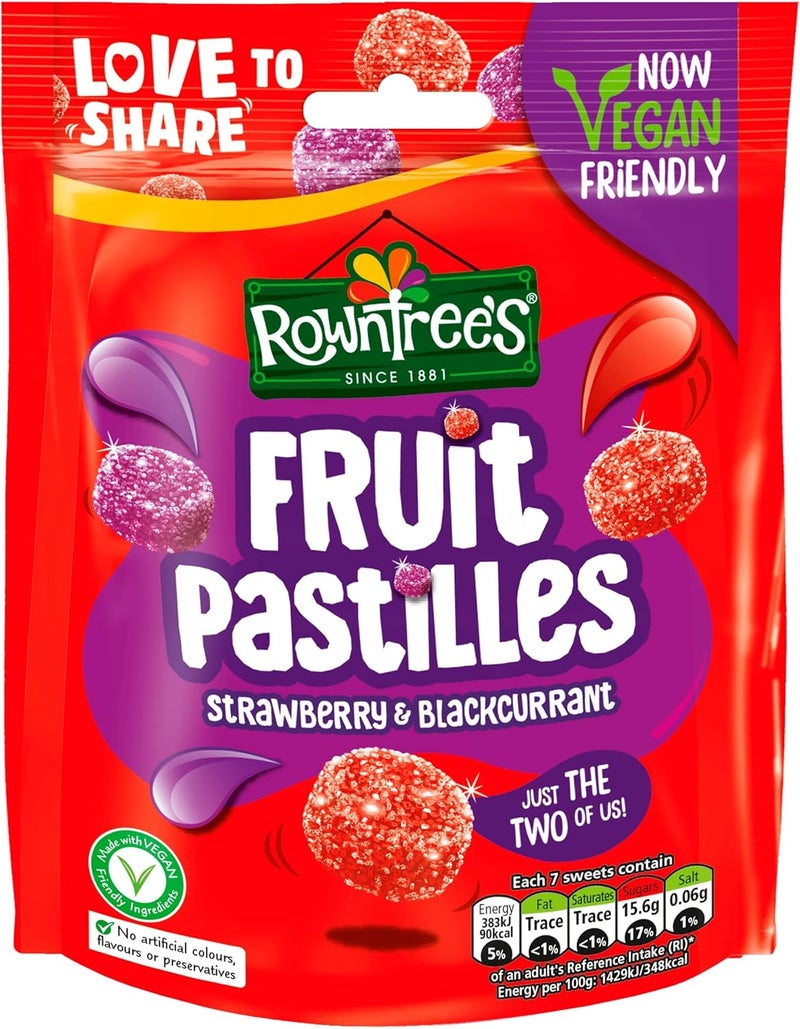 Rowntrees Rowntree's Fruit Pastilles Strawberry & Blackcurrant - Vegan Friendly Candy, 143g - Image 3