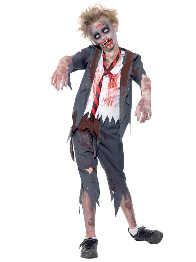 Smiffys Tween's Zombie School Boy Costume, Trousers, Jacket, Mock Shirt and Tie, Serious Fun, Size Tween, 43022 - Image 1