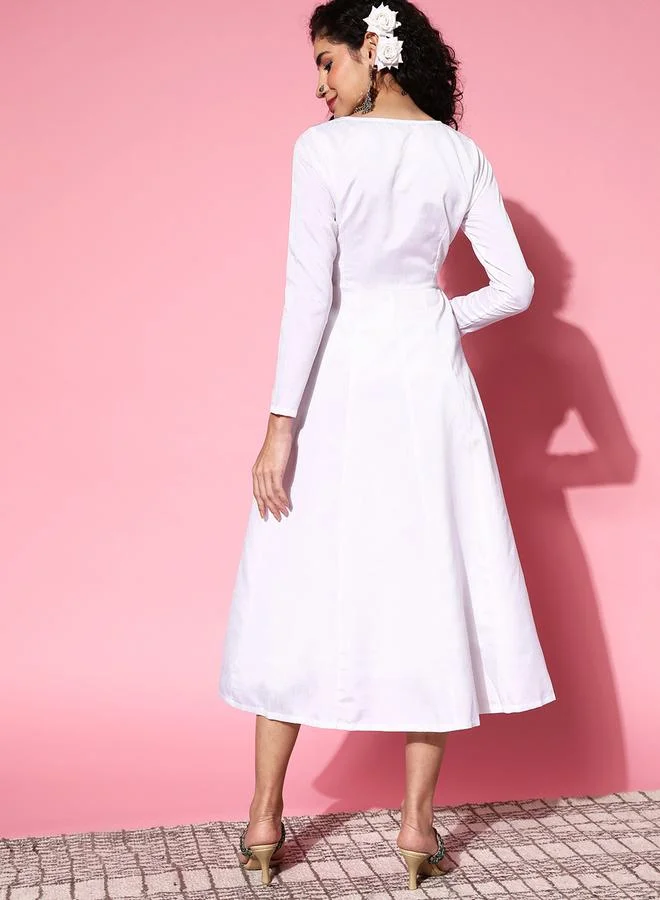 SASSAFRAS SASSAFRAS Velvet Embroidered Jacket Anarkali Midi Dress