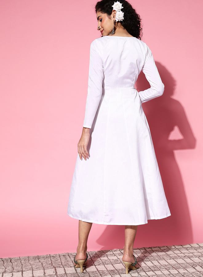 SASSAFRAS SASSAFRAS Velvet Embroidered Jacket Anarkali Midi Dress - Image 4