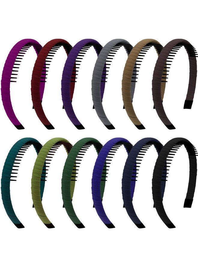 Duufin 12 Pieces Teeth Comb Headband Nonslip Hair Headbands Colorful Teeth Headbands For Girls Women 12 Colors - Image 1