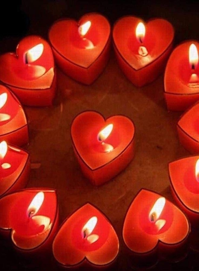 Romantic Heart Shaped Rose Scented Tea Light Candles Set of 05 for Diwali Anniversary Valentine's Day Wedding Birthday Valentine's Day Decorations | 100% Soy Wax - Image 2