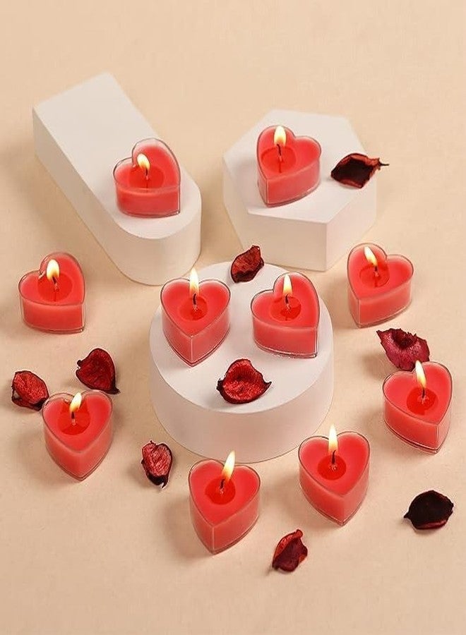 Romantic Heart Shaped Rose Scented Tea Light Candles Set of 05 for Diwali Anniversary Valentine's Day Wedding Birthday Valentine's Day Decorations | 100% Soy Wax - Image 1