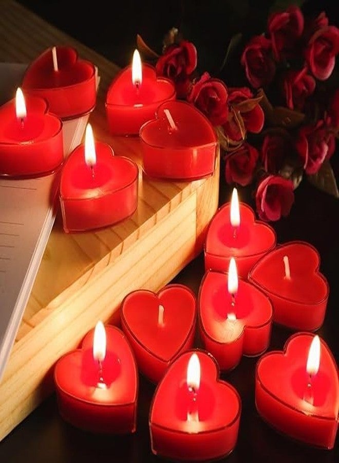 Romantic Heart Shaped Rose Scented Tea Light Candles Set of 05 for Diwali Anniversary Valentine's Day Wedding Birthday Valentine's Day Decorations | 100% Soy Wax - Image 3