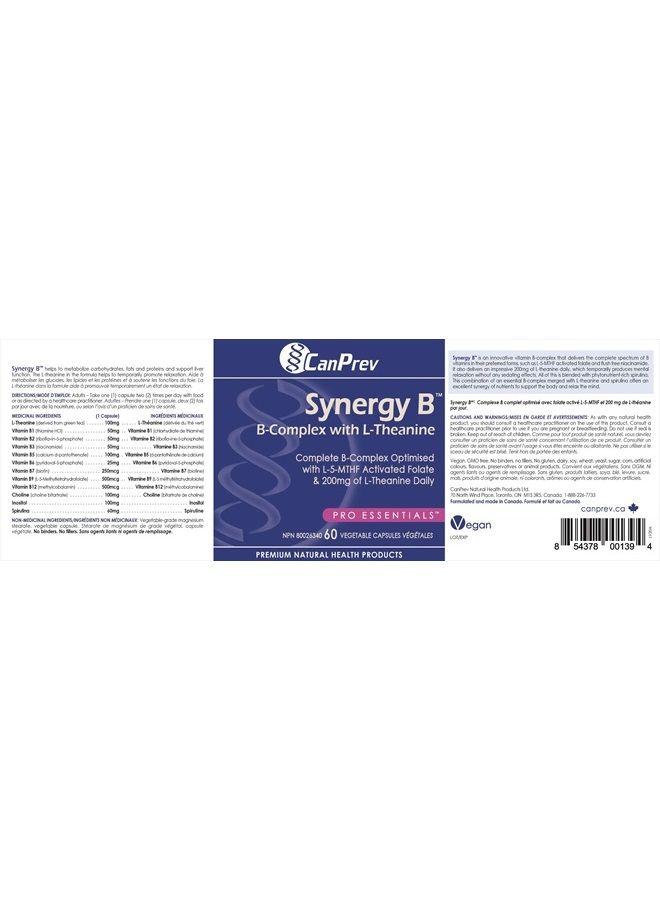 CanPrev Synergy B-Complex with L-Theanine Vegi Capsules, 60 Count - Image 5