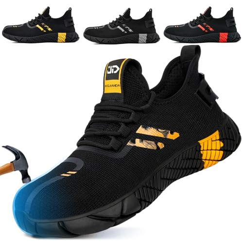 KGJIANDA Steel Toe Shoes for Men Work Safety Shoes for Men Comfortable Puncture Proof Sneakers Steel Toe Tennis Sneakers Construction Indestructible Work Utility Footwear - Image 1