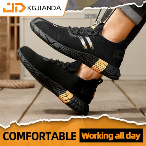 KGJIANDA Steel Toe Shoes for Men Work Safety Shoes for Men Comfortable Puncture Proof Sneakers Steel Toe Tennis Sneakers Construction Indestructible Work Utility Footwear - Image 2