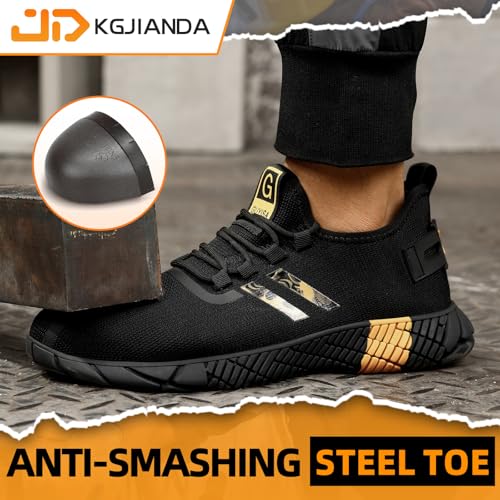 KGJIANDA Steel Toe Shoes for Men Work Safety Shoes for Men Comfortable Puncture Proof Sneakers Steel Toe Tennis Sneakers Construction Indestructible Work Utility Footwear - Image 3