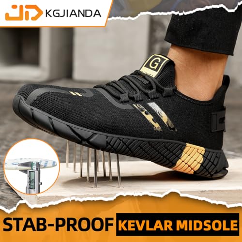 KGJIANDA Steel Toe Shoes for Men Work Safety Shoes for Men Comfortable Puncture Proof Sneakers Steel Toe Tennis Sneakers Construction Indestructible Work Utility Footwear - Image 4