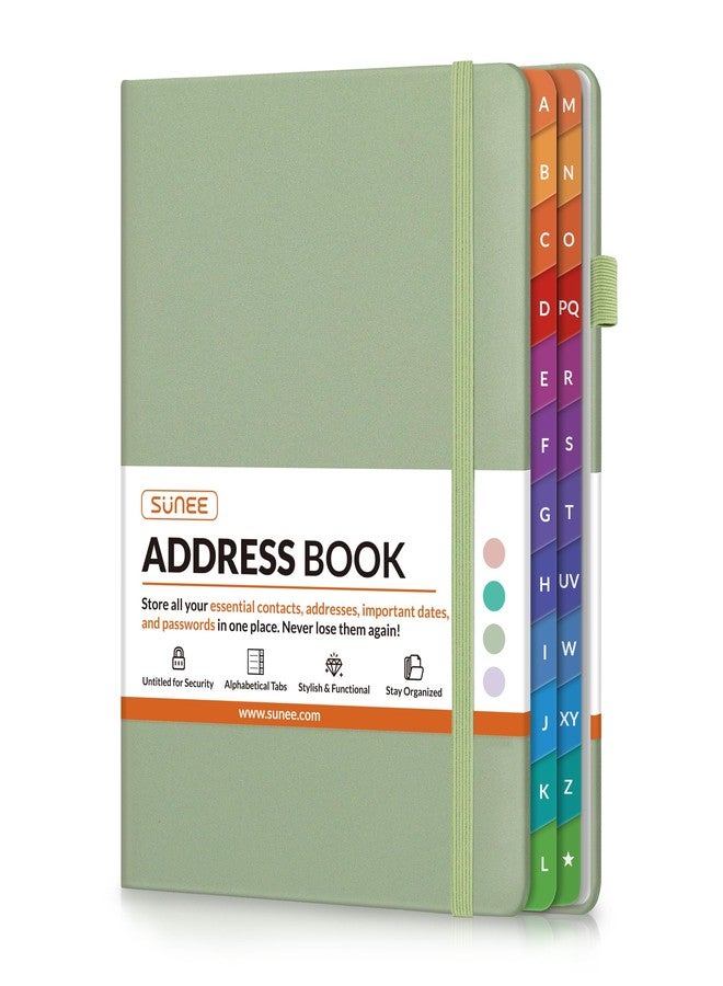 SUNEE Address Book with Colorful Alphabetical Tabs, Address Notebook Organizer for Record Contacts, 5.3'' x 7.7''- Sage Green - Image 1