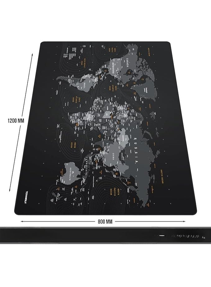XXL Mouse Mat – Extra Large Gaming Mouse Pad 1200 x 800 x 3mm – Speed & Precision – Extended Desk Mat with World Map Design - Image 3